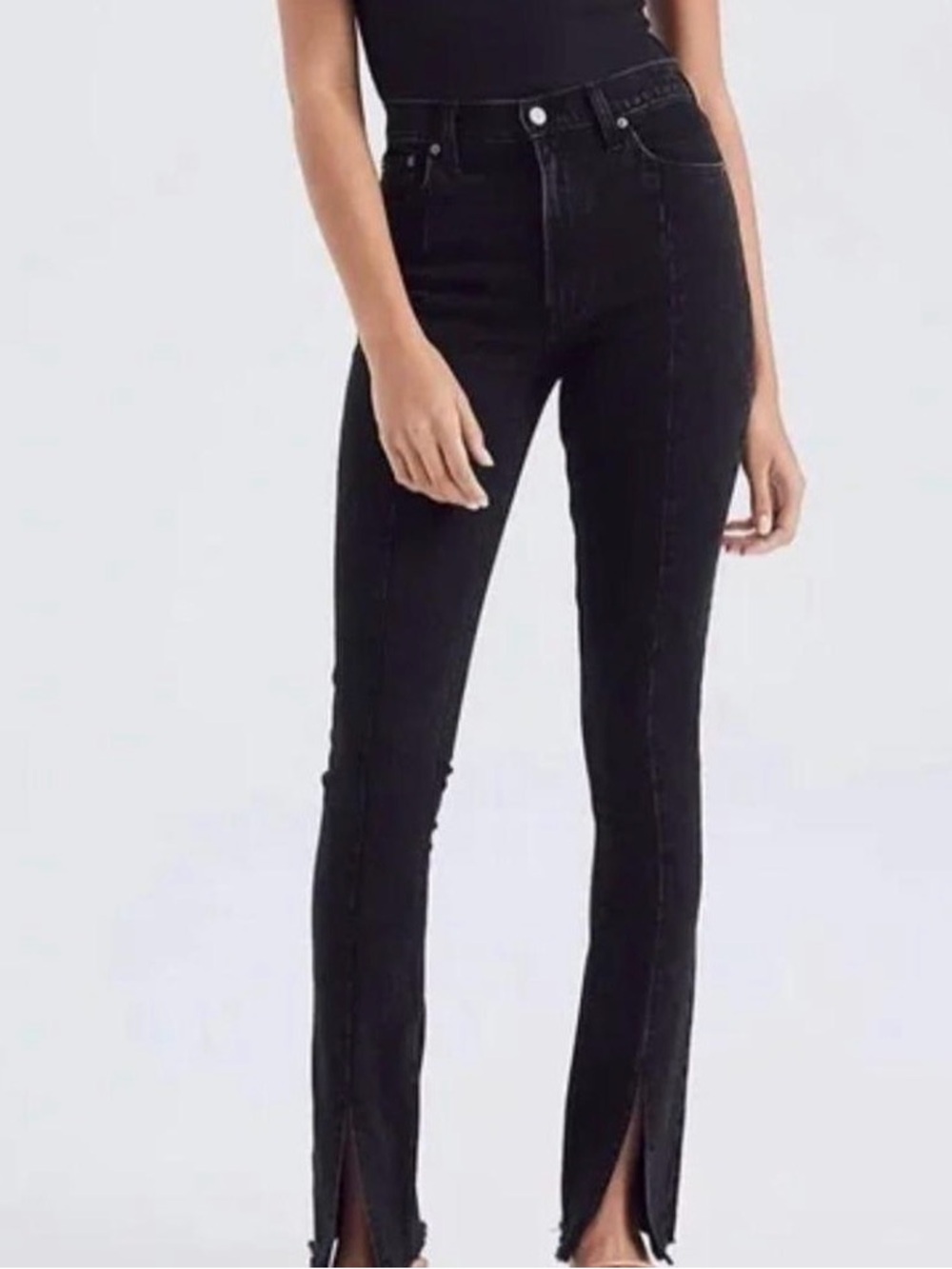 Abercrombie & Fitch The Skinny High-Rise Black Split-Hem Women's Jeans Size 6R